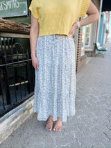 Ivory with Blue and Yellow Floral Skirt