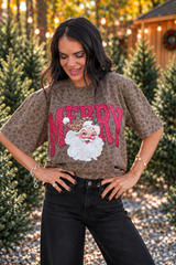 Leopard Merry Santa Tee