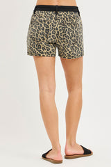 Curvy Emy High Rise Contrast Hem Leopard Shorts