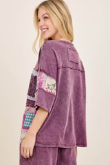 Mineral Wash Boho Patched Top