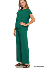 Cotton Slub Short Sleeve Tee and Long Pants Set