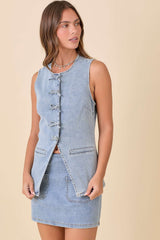 Denim Tied Fitted Vest