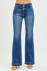 Faith's High Rise Double Button Flare Jeans