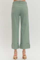 Sage Wide Leg Cuffed Pants