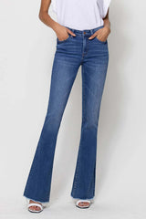 Curvy Amity's Mid Rise Mini Flare With Raw Hem