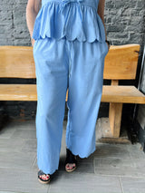 Light Blue Pants W/ Scallop Detail
