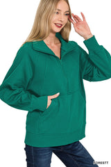 Fleece Half Zip Pullover with Front Pocket