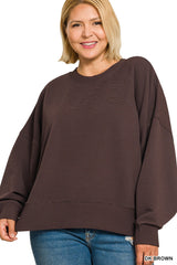 Curvy Ribbed Balloon Sleeve Pullover