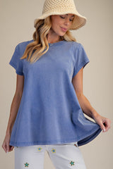 Short Sleeve Mineral Wash Swing Top