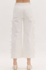 High Waisted Cropped Jeans with Side Bows