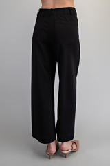 Black High Rise Straight Leg Pants