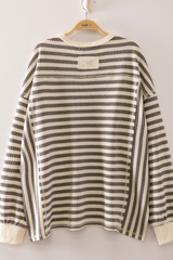 Soft Waffle Knit Raglan Long Sleeve Top