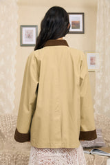 Khaki Corduroy Trim Barn Jacket