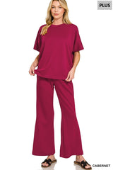 Curvy Scuba Curved Hem Top and Pants Set