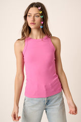Ribbed Round Neck Knit Tank