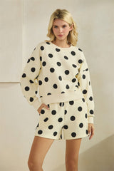 Black and Cream Polka Dot Crewneck