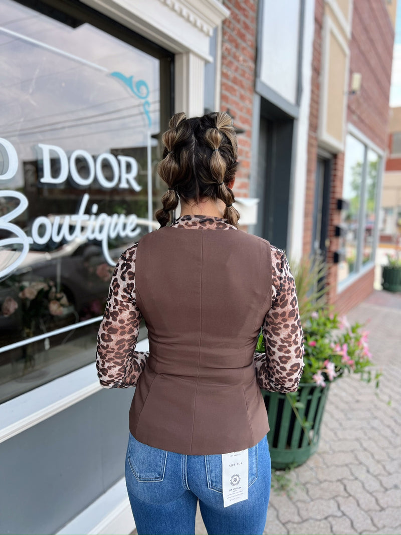 Split Front Button Down Vest
