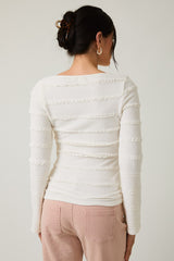 Long Sleeve Brushed Lace Ruffle Top