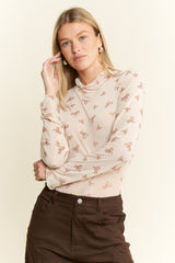 Curvy Taupe Bow Mesh Top