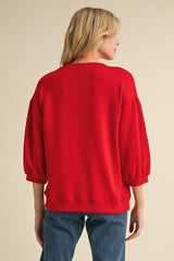 Red 3/4 Sleeve Top