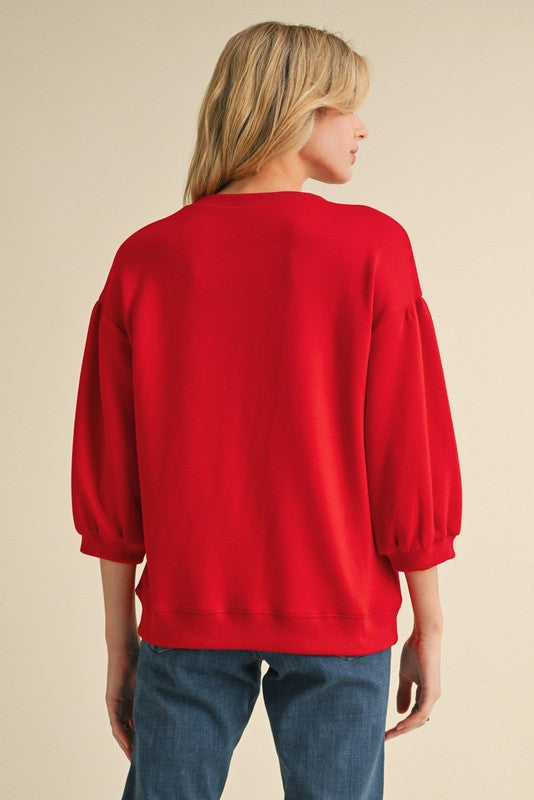 Red 3/4 Sleeve Top