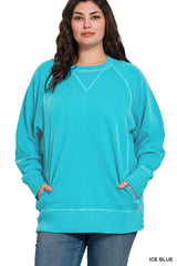 Curvy Ribbed Detail Pullover Crewneck