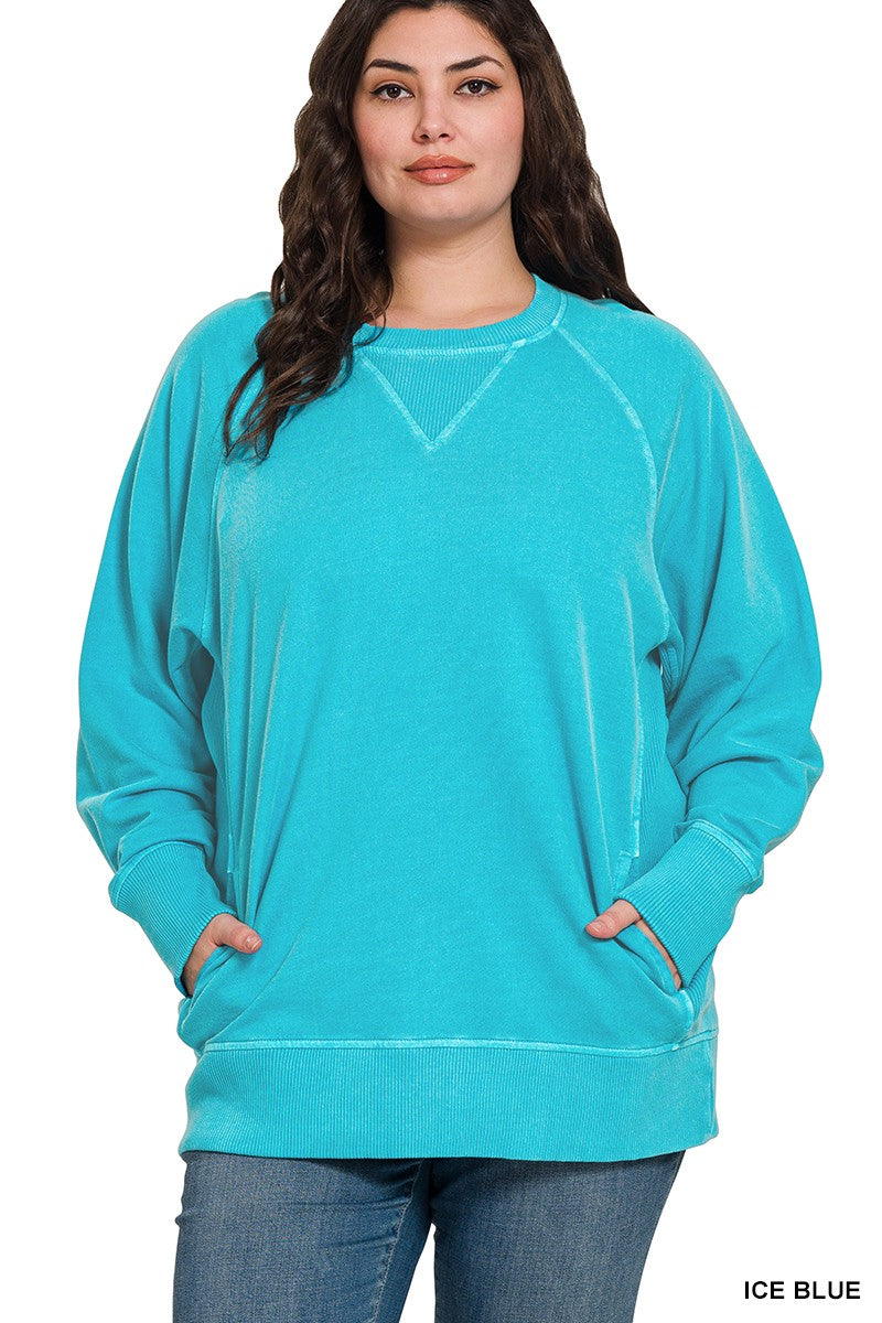 Curvy Ribbed Detail Pullover Crewneck