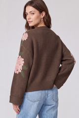 Brown and Floral Long Sleeve Cardigan