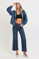 Estelle's Mid Rise Crop Wide Seam Ribbed Jeans