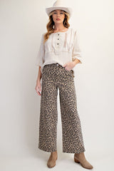 Animal Printed Washed Twill Pant