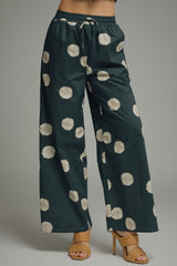 Green Polka Dot Drawstring Pants
