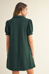 Forrest Green Jersey Collared Dress With Pockets
