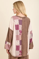 Chocolate Mineral Washed Paisley Patchwork Top