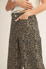 High Waist Wide Leg Leopard Pants