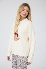 Ivory Puppy Crew Neck Sweater
