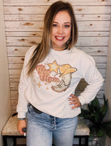 White yee haw studded sweatshirt
