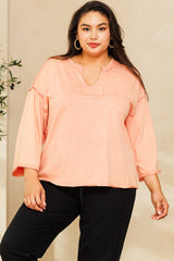 Curvy coral v-neck top