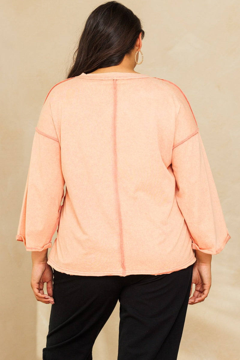 Curvy coral v-neck top