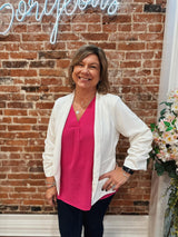 Short Blazer With Ruched Sleeves
