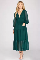 Long sleeve tiered maxi dress