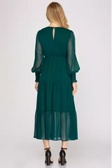 Long sleeve tiered maxi dress