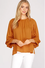 Ruffle Sleeve Detail Dressy Top