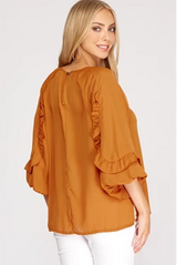 Ruffle Sleeve Detail Dressy Top
