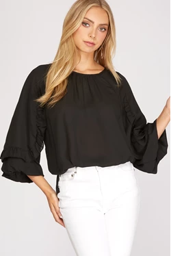 Ruffle Sleeve Detail Dressy Top