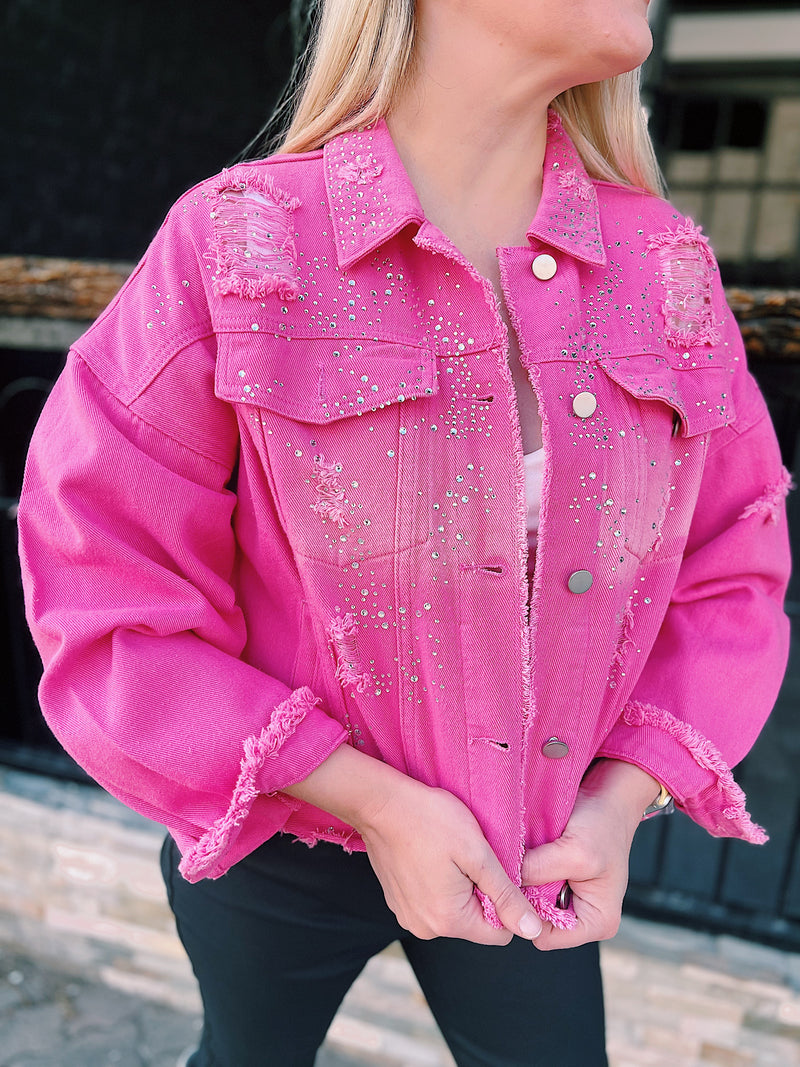 Sparkling studded distressed jacket