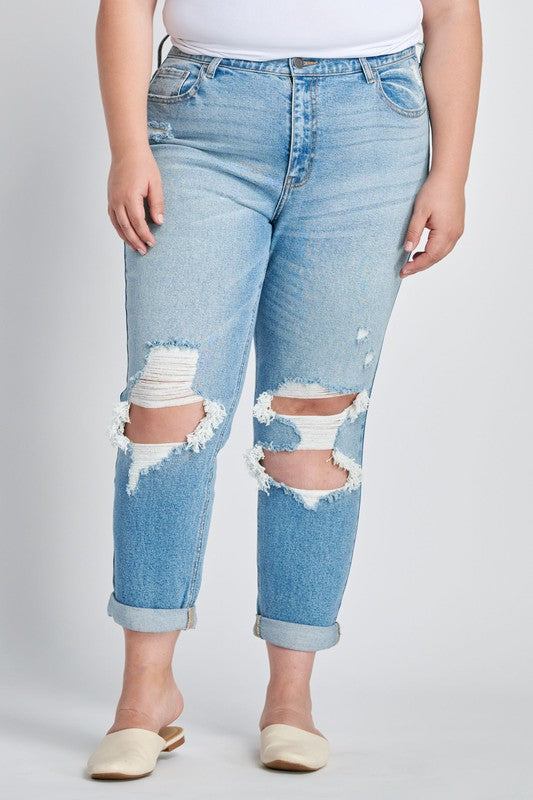 Curvy Jameson's distressed denim