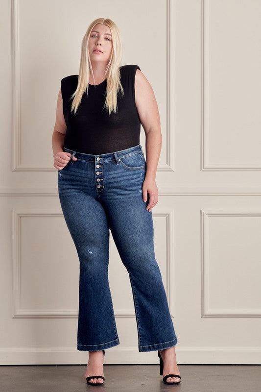Curvy Neeson's petite flare jeans