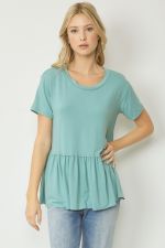 Basic peplum round neck top