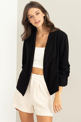 Short Blazer With Ruched Sleeves
