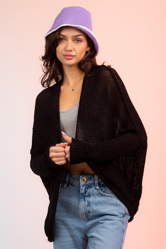 Dolman sleeve knit open sweater